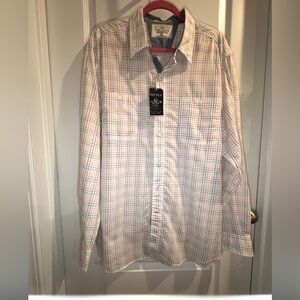 Nautica Cream and Blue Casual Button Down Shirt